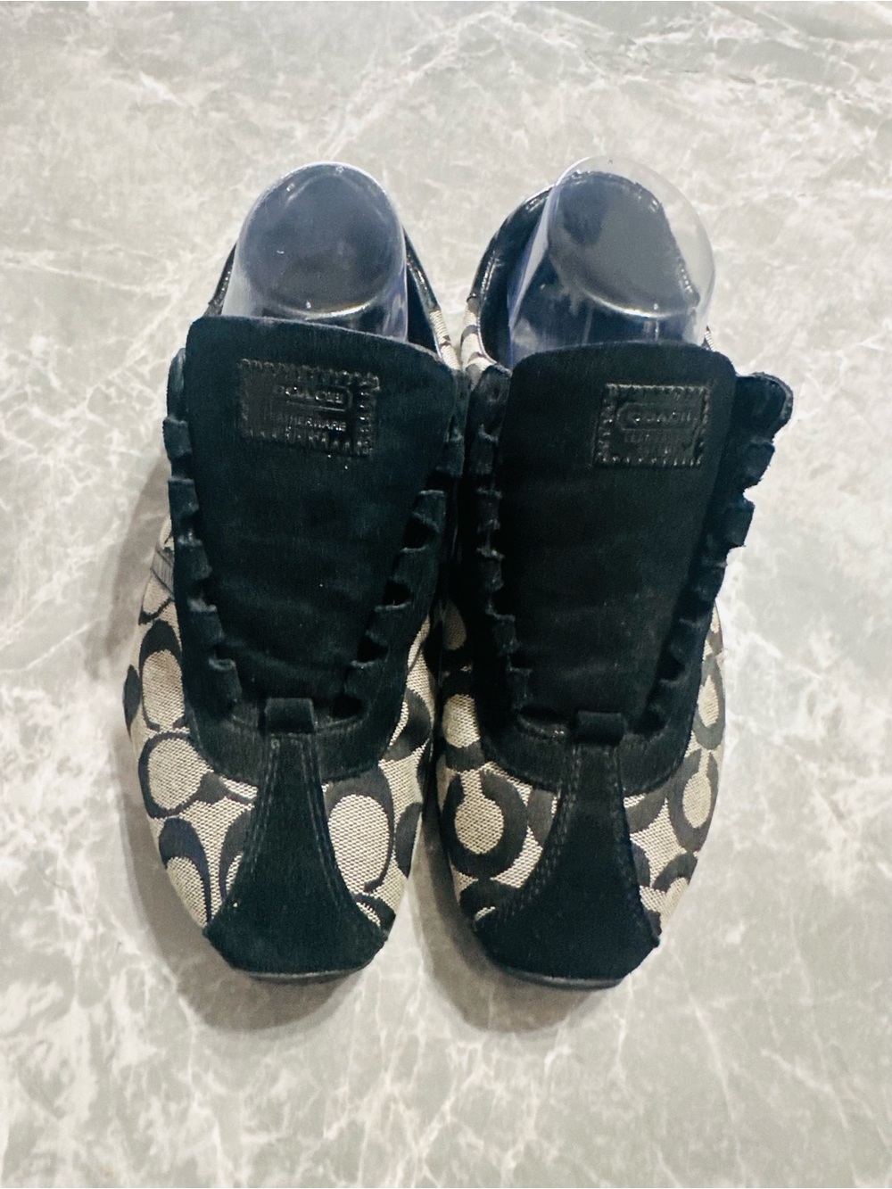 Womens Q511 Coach Signature Kathleen Monogram Black Suede Athletic Shoes SZ 8.5